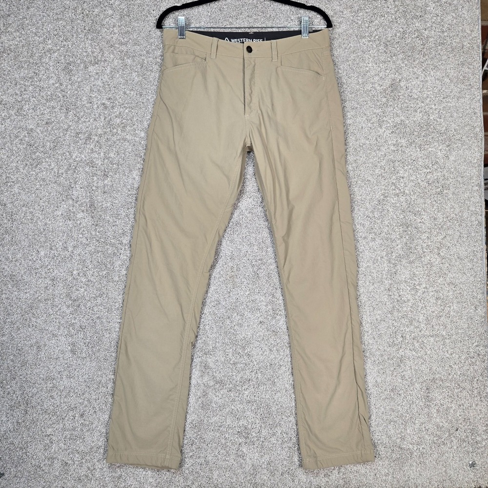 Western Rise Evolution Pant Men 31 Tan Khaki nylon Stretch Travel Chino 5 pocket